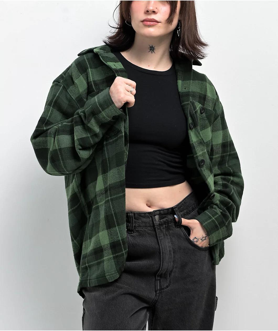 Empyre Akrin Green Plaid Flannel Shirt Product Image