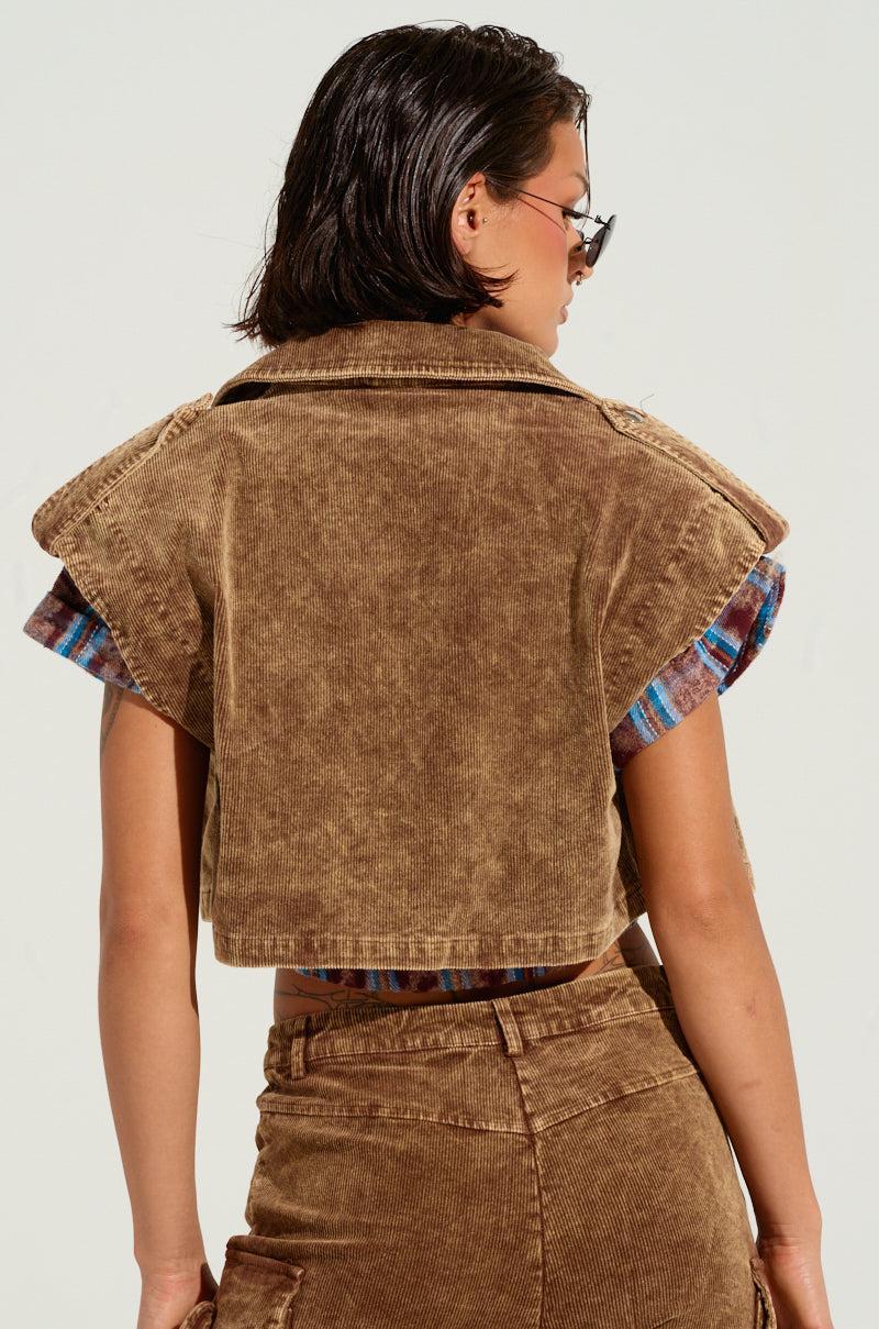 GIVE ME A REASON CORDUROY TOP IN BROWN Product Image