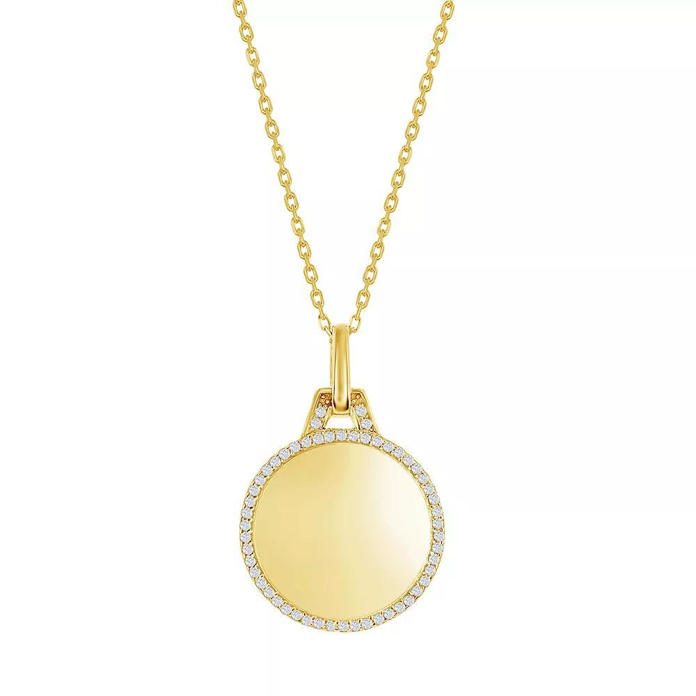 Argento Bella Sterling Silver Cubic Zirconia Polished Circle Pendant Necklace, Women's, Size: 16-18" ADJ, Gold Tone Product Image