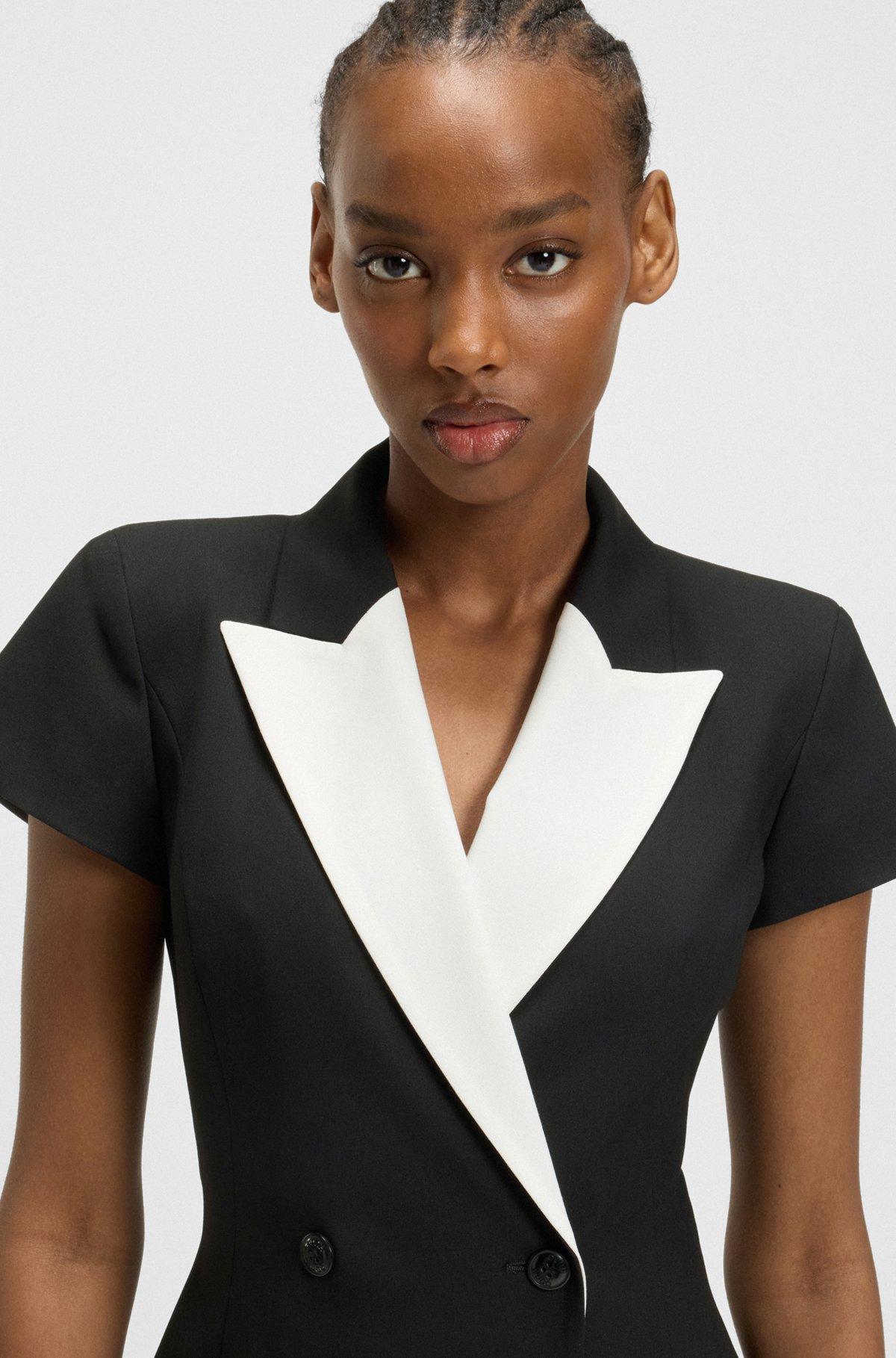 HUGO - Blazer-style dress with contrast lapels - Black Product Image