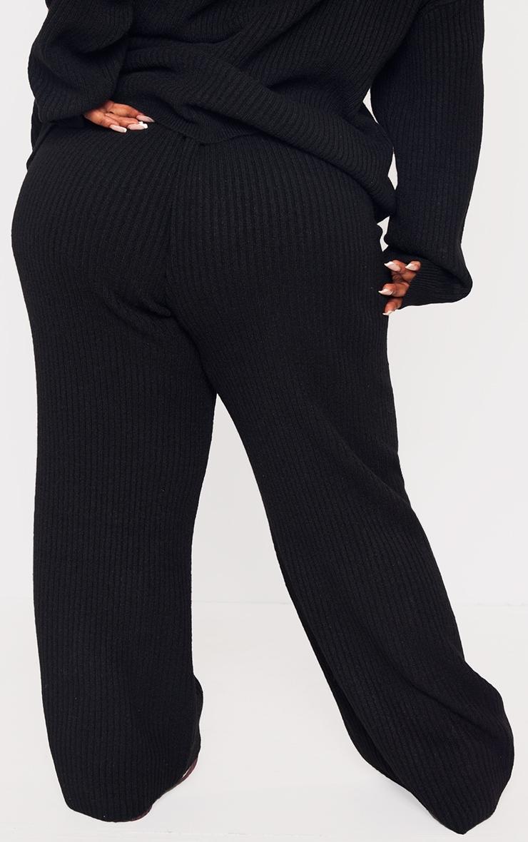 Plus Black Soft Rib Knit Pants Product Image