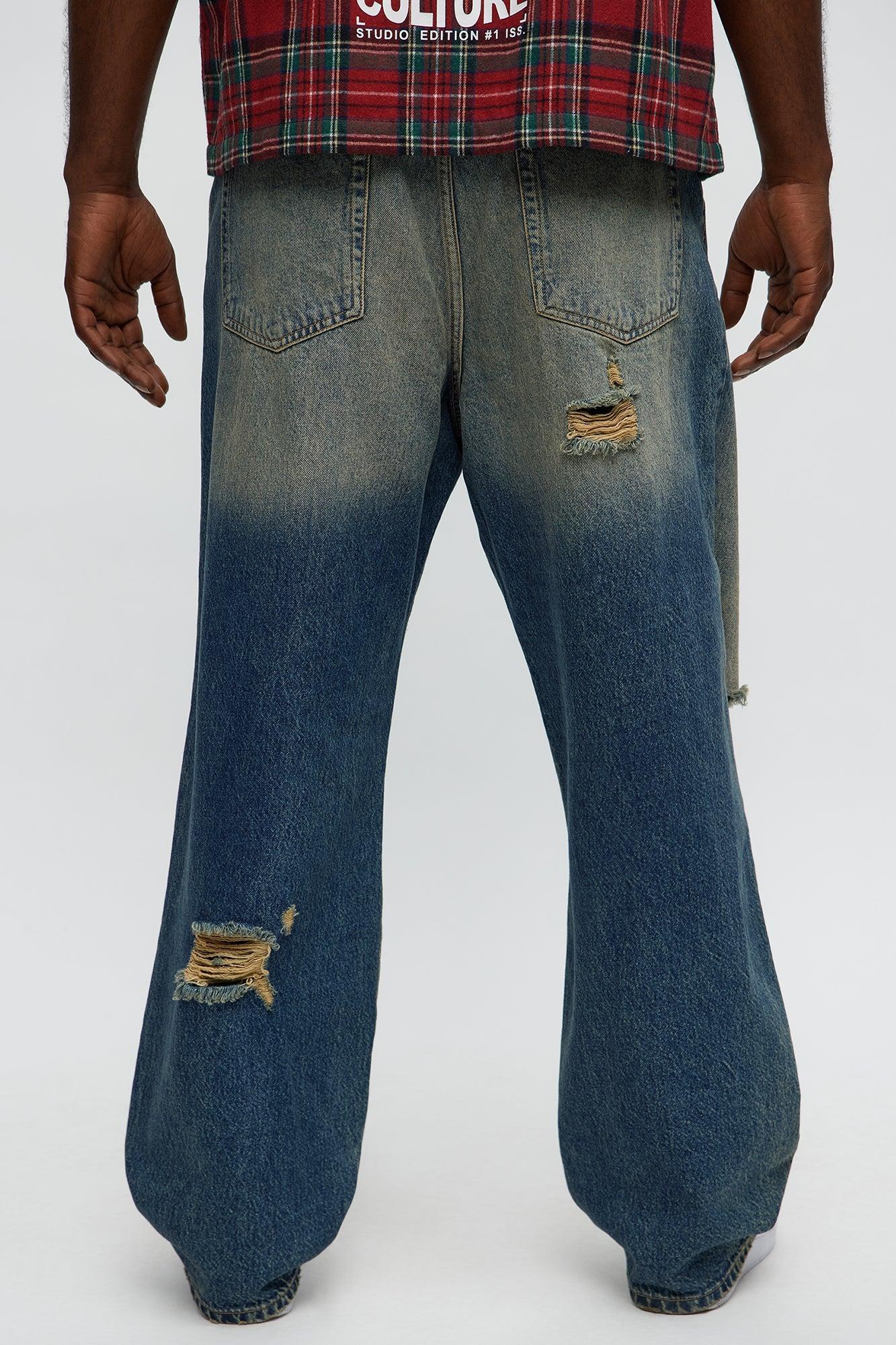 Its Giving Distressed Baggy Jeans - Vintage Blue Wash Product Image