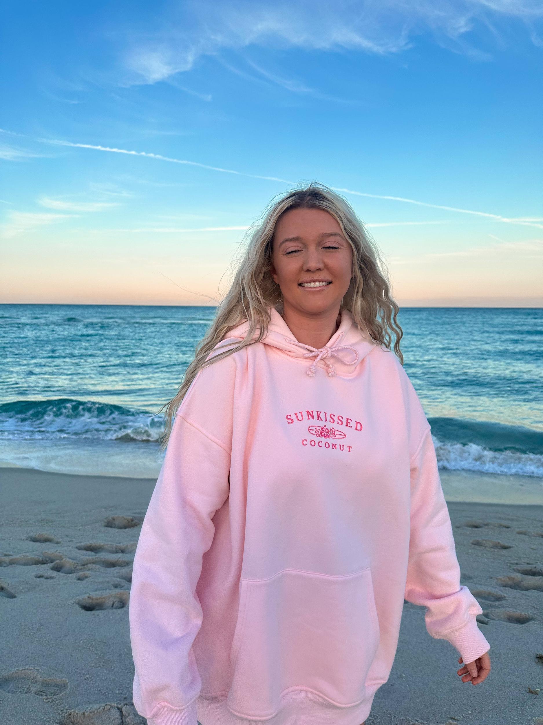 Light Pink Embroider Sunkissedcoconut Hoodie Girls Product Image