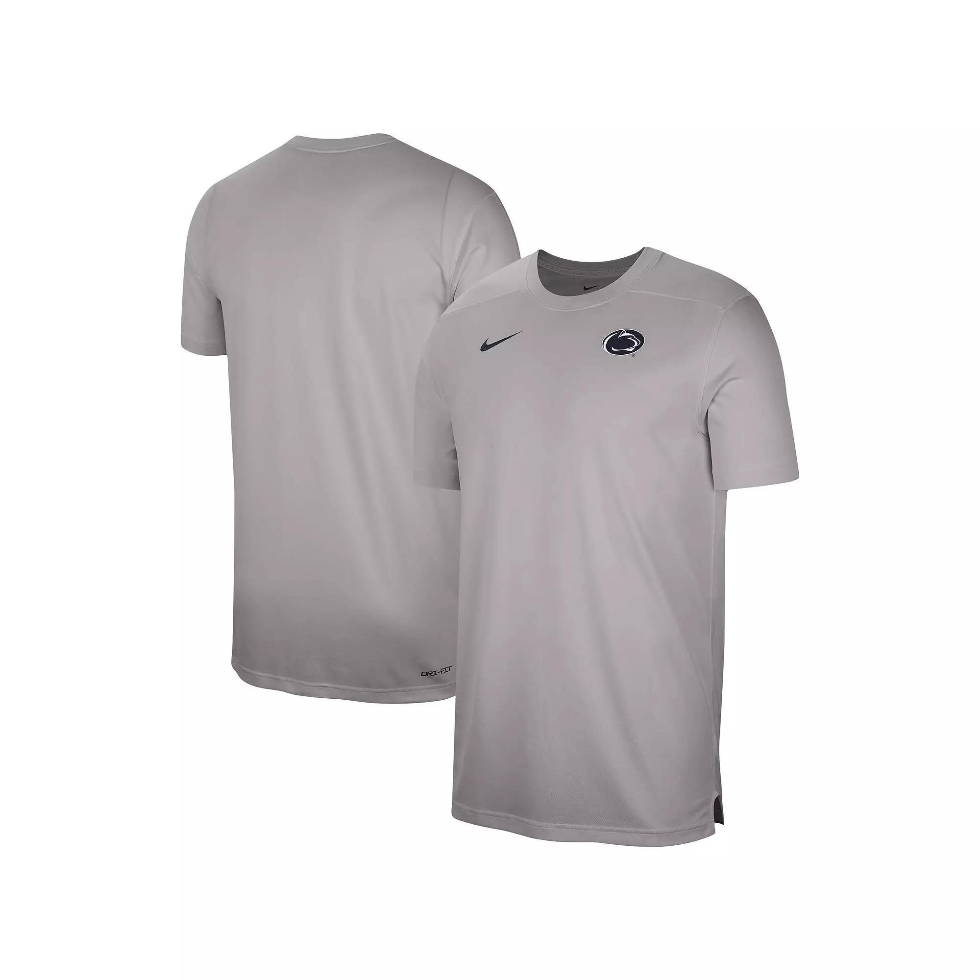 Mens Nike Heather Gray Penn State Nittany Lions Sideline Coaches Performance Top Product Image