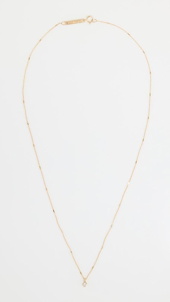 Zoe Chicco 14k Prong Diamond on Tiny Bar and Cable Chain Necklace | Shopbop Product Image