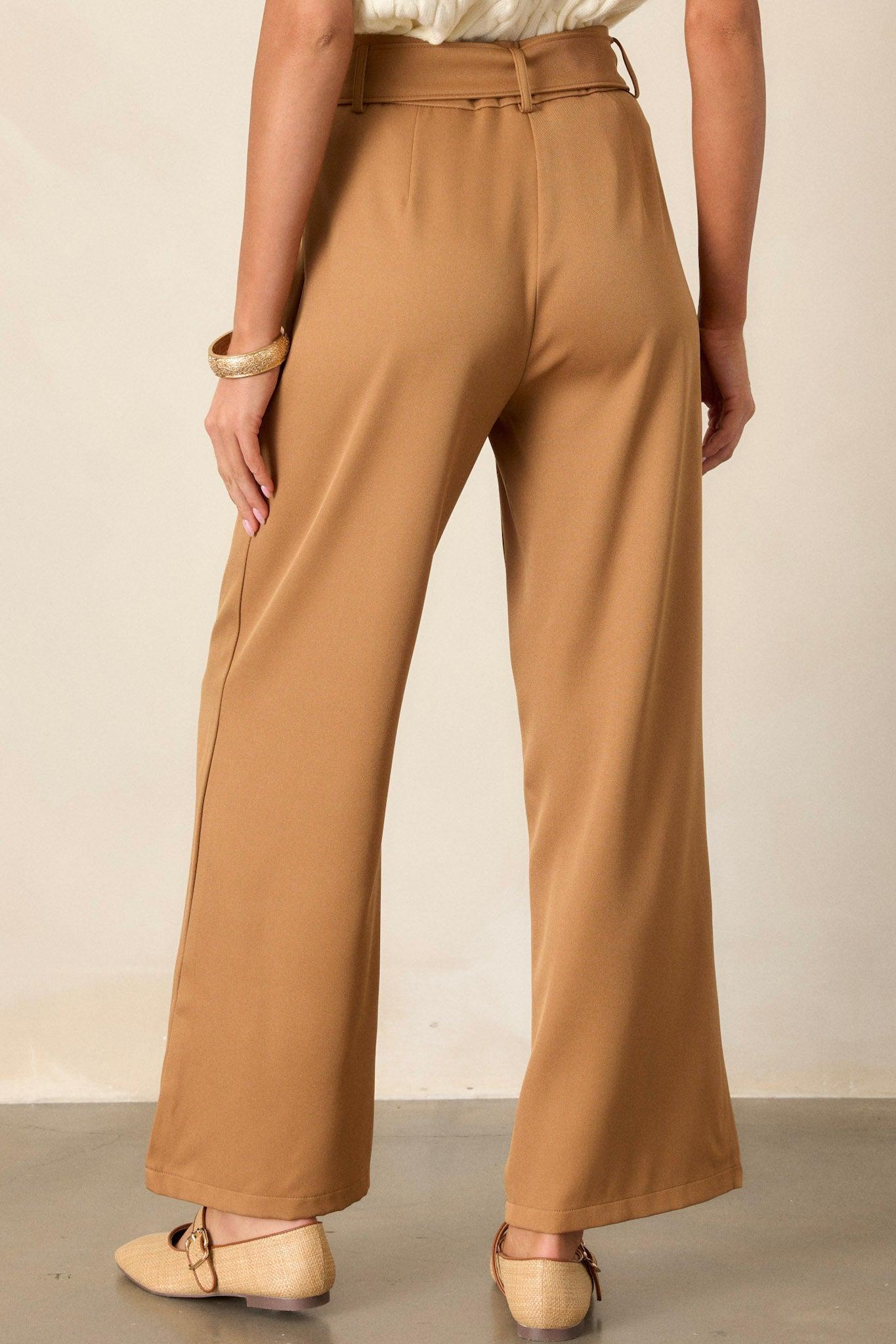 Gone Again Camel Brown Belted Pants Product Image