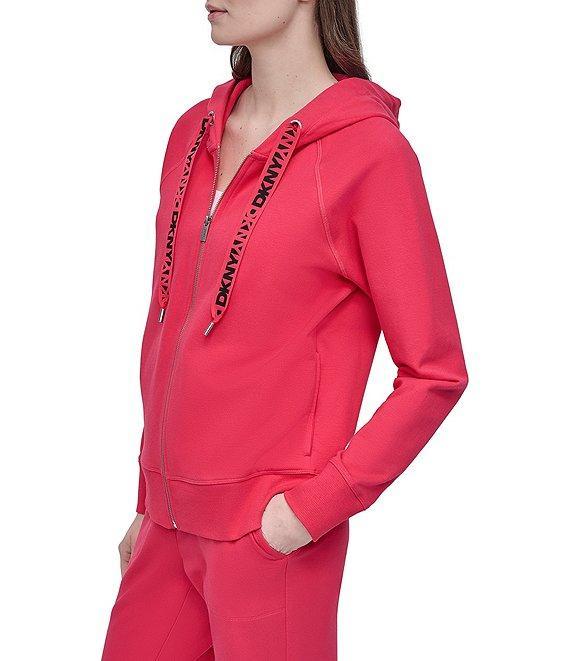 DKNY Sport by Donna Karan Two Tone Logo Drawcord Zip Hoodie Product Image