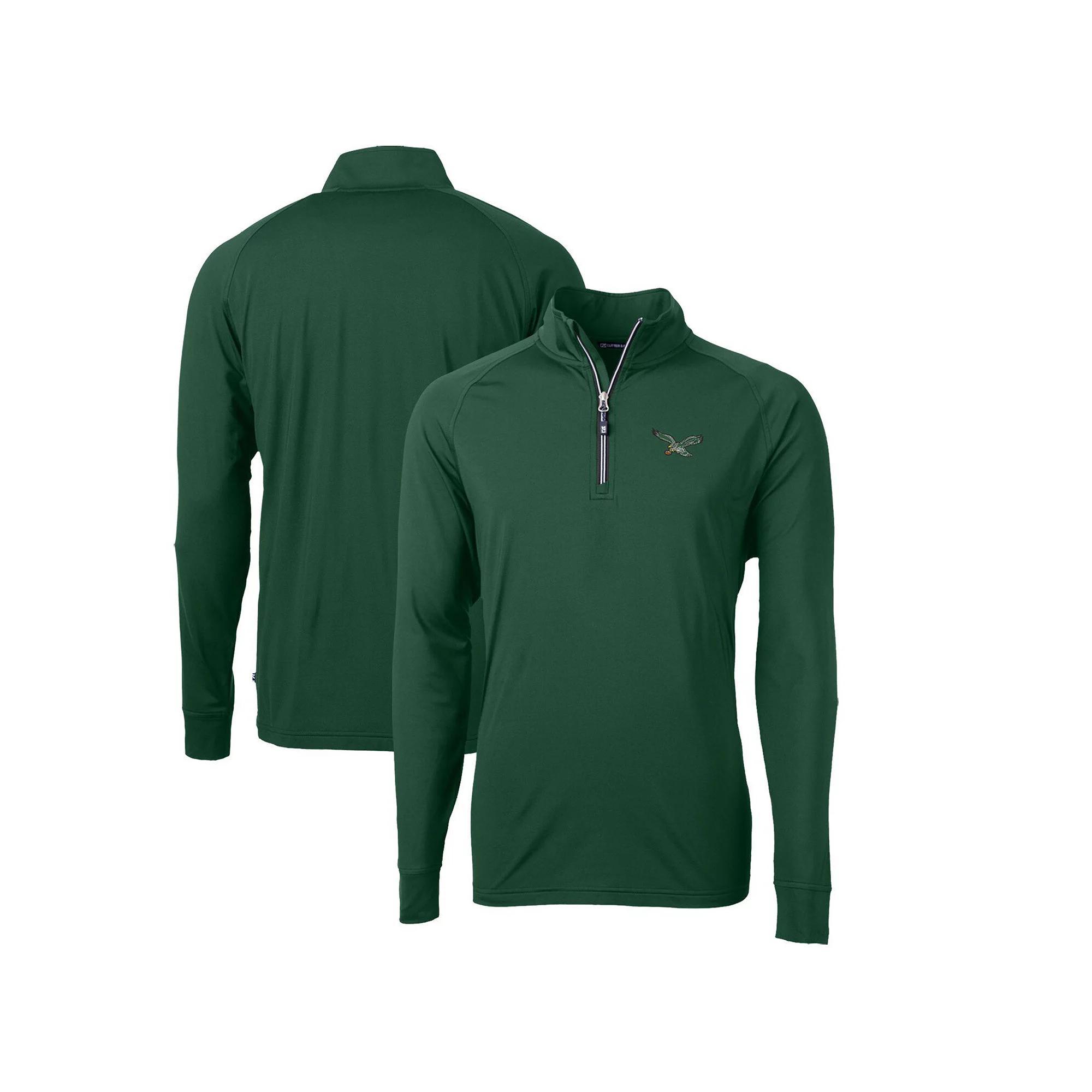 Men's Cutter & Buck Midnight Green Philadelphia Eagles Adapt Eco Knit Stretch Recycled Quarter-Zip Throwback Pullover Top, Size: 3XL Product Image
