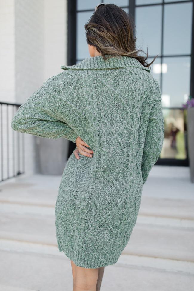 Eyes For You Olive Half Zip Sweater Dress FINAL SALE Product Image