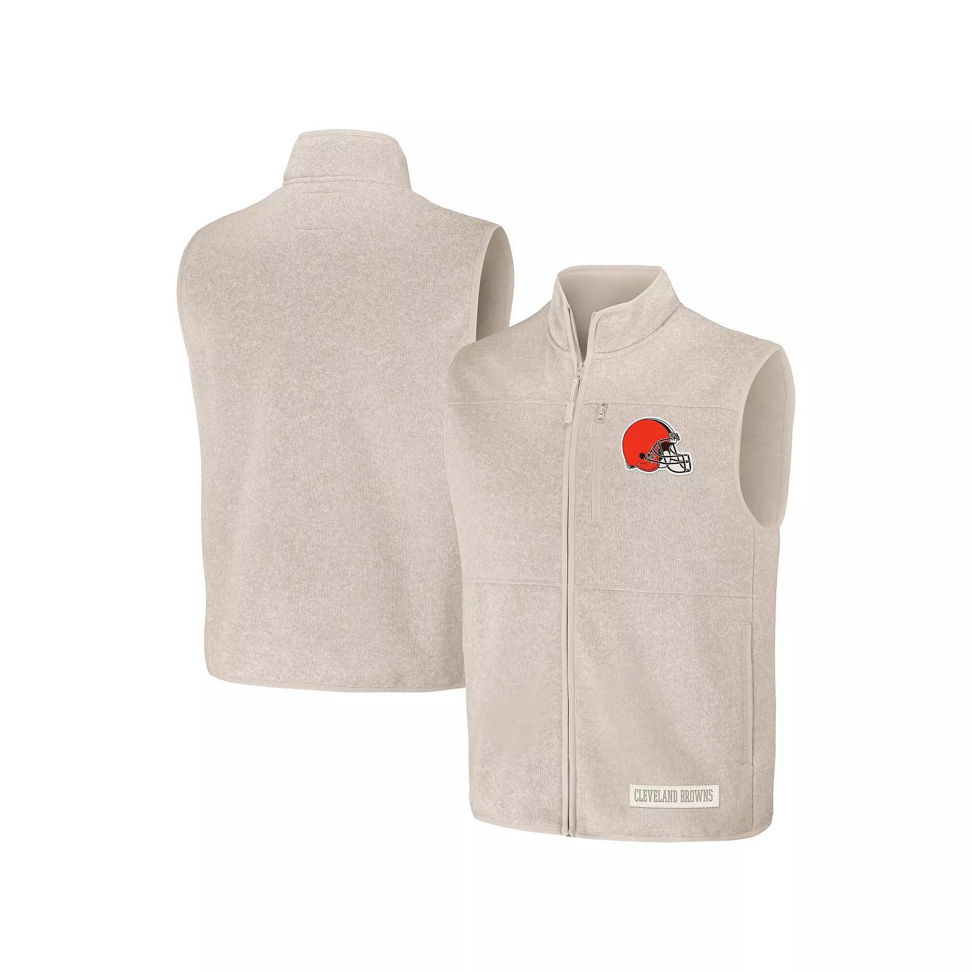 Men's NFL x Darius Rucker Collection by Fanatics  Oatmeal Cleveland Browns Full-Zip Sweater Vest, Size: Medium, Team Product Image