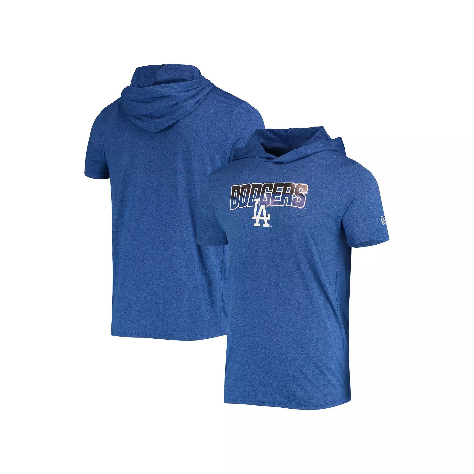 Mens New Era Heathered Royal Los Angeles Dodgers Hoodie T-Shirt Product Image