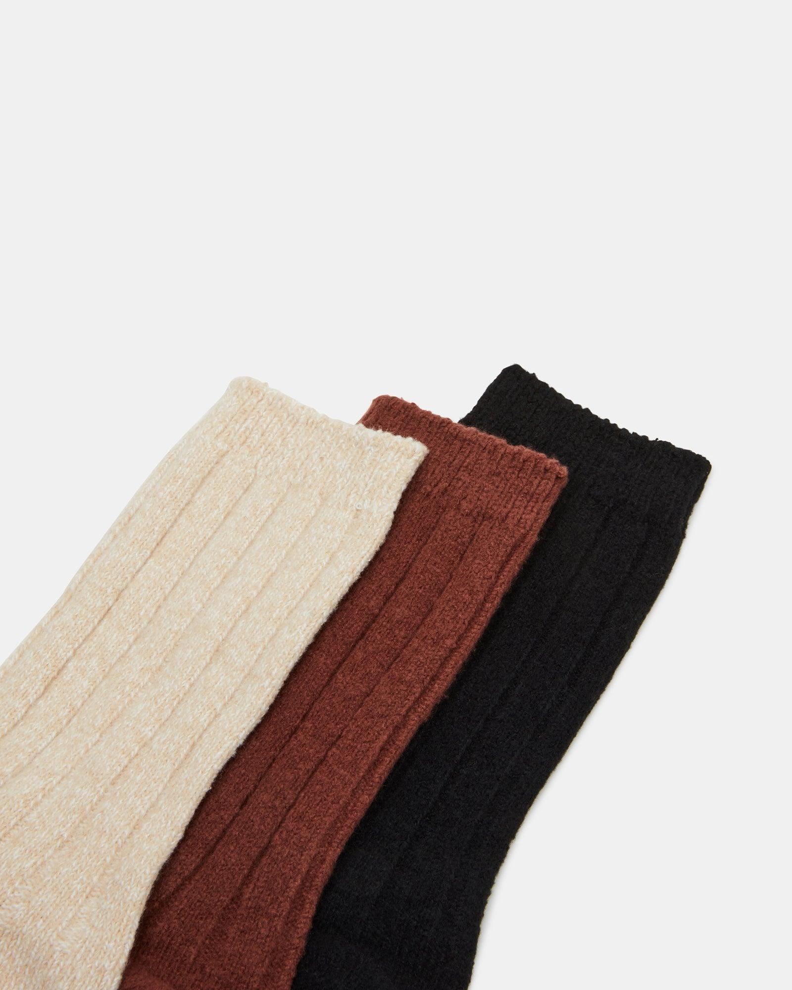 3 PACK BOOT SOCKS TAN MULTI Female Product Image
