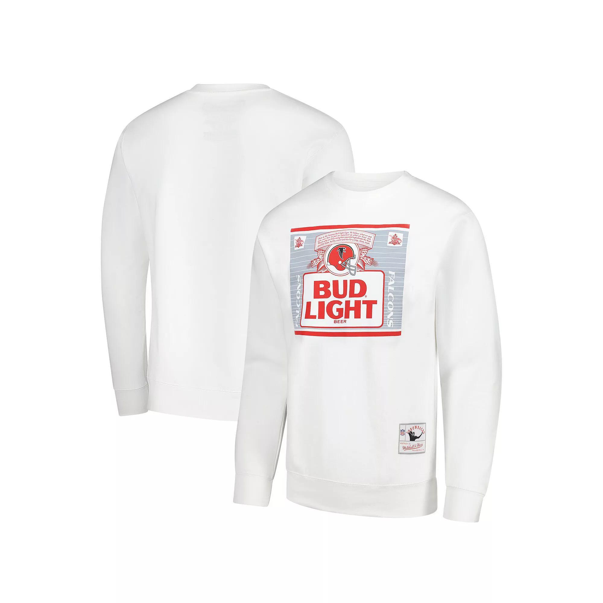 Men's Mitchell & Ness White Atlanta Falcons NFL x Bud Light The Crest Pullover Sweatshirt, Size: XL Product Image