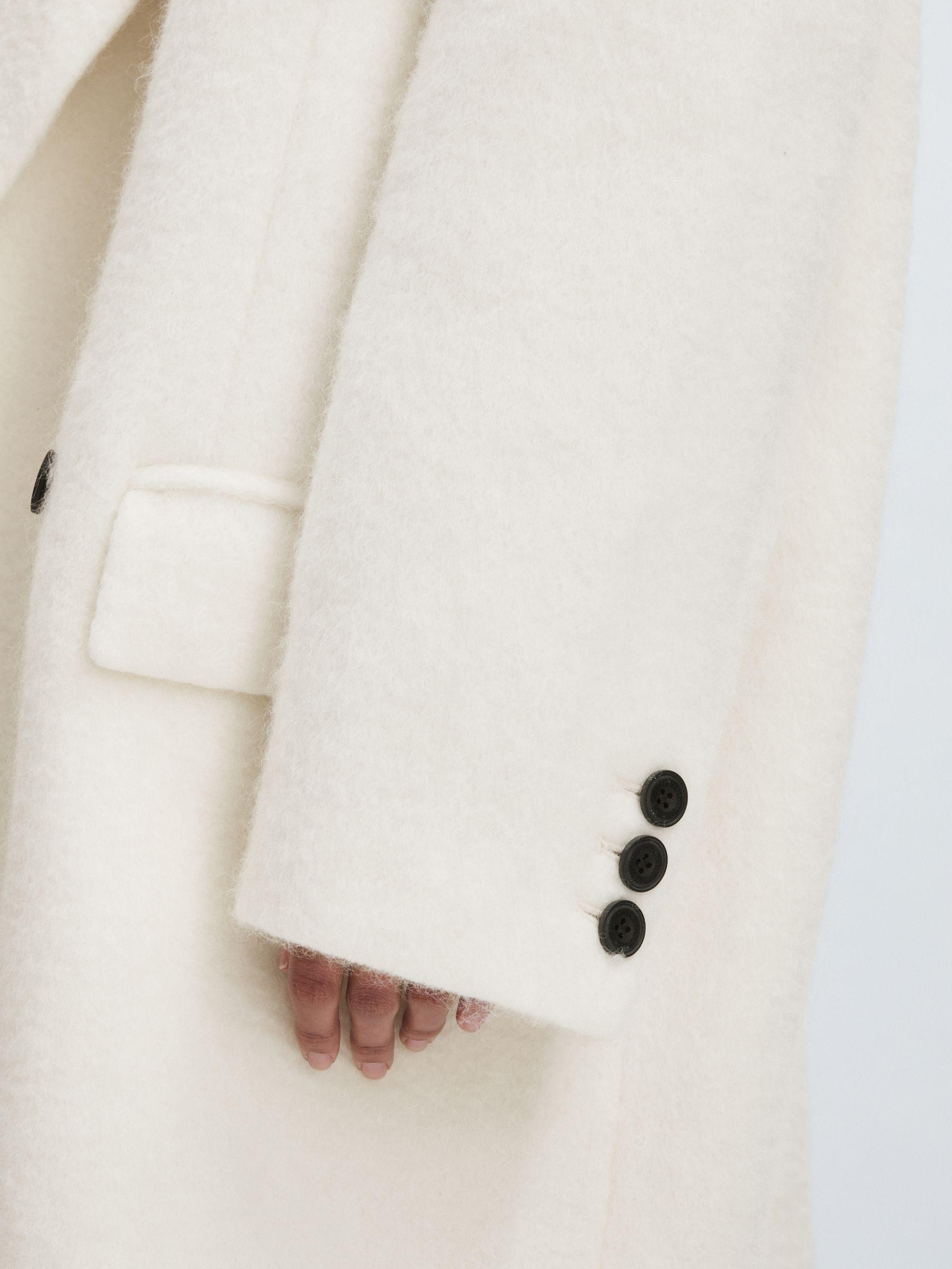 Meotine Double-Breasted Coat With Mohair in Cream Product Image