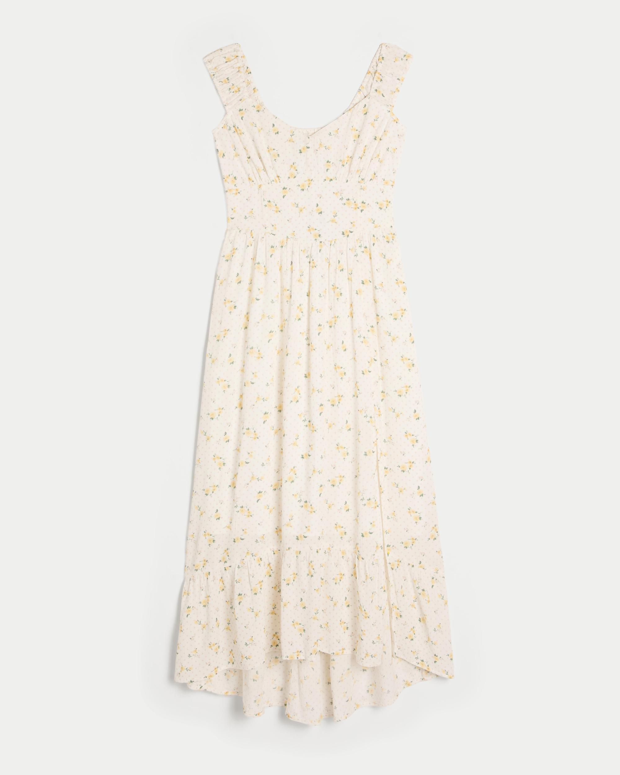 High-Low Hem Twist-Bust Midi Dress Product Image