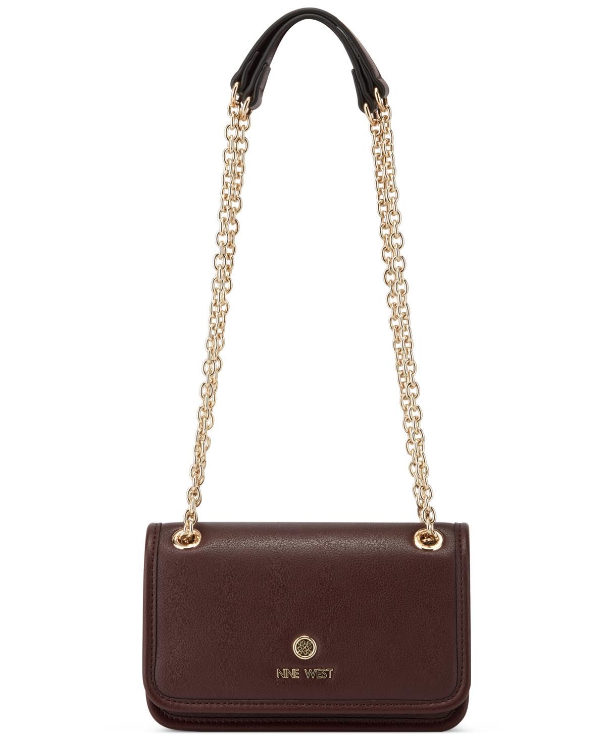 Nine West Womens Saoirse Mini Convertible Flap Crossbody Bag - Beige Logo Product Image