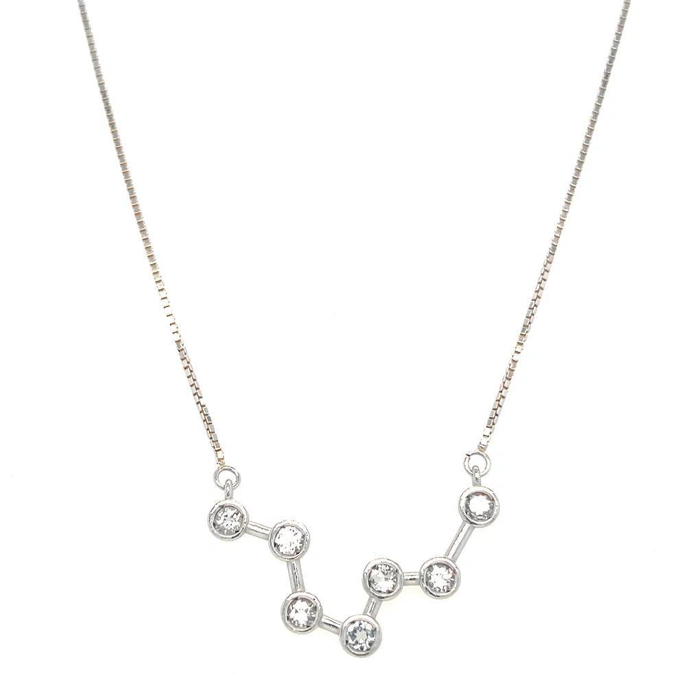 Meshmerise Sterling Silver White Topaz Zodiac Constellation Necklace, Women's, Size: 16-18" ADJ, Silver Tone Pisces Product Image