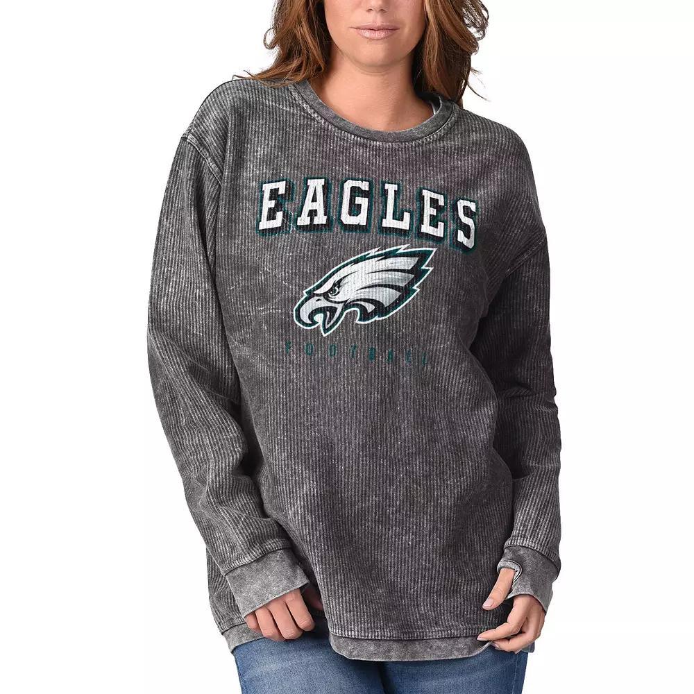 Women's G-III 4Her by Carl Banks Black Philadelphia Eagles Comfy Cord Pullover Sweatshirt, Size: Large Product Image
