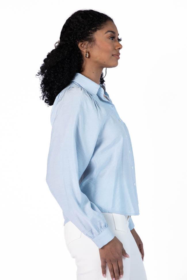 Basic Foundation Blue Button Down Blouse FINAL SALE Product Image