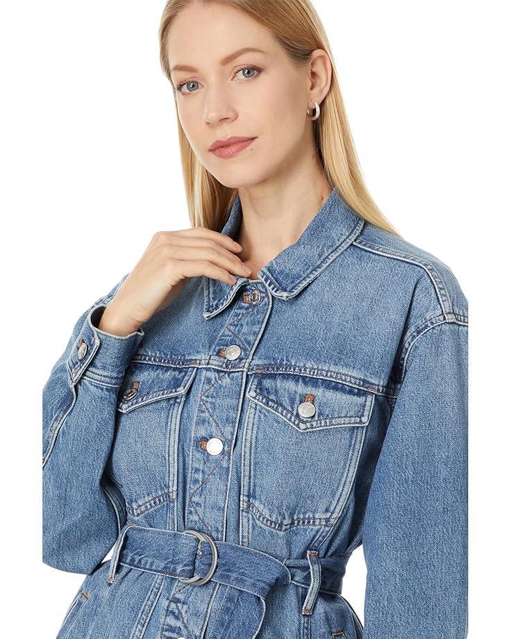 Notch Collar Quilted Coat Stretch Indigo Slub Denim Product Image