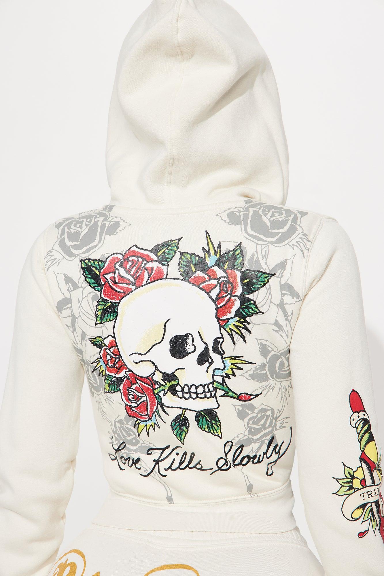 Ed Hardy Hearts Zip Front Hoodie - Stone Product Image