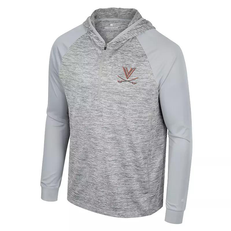 Men's Colosseum Gray Virginia Cavaliers Cybernetic Raglan Quarter-Zip Hooded Top, Size: XL, Grey Product Image