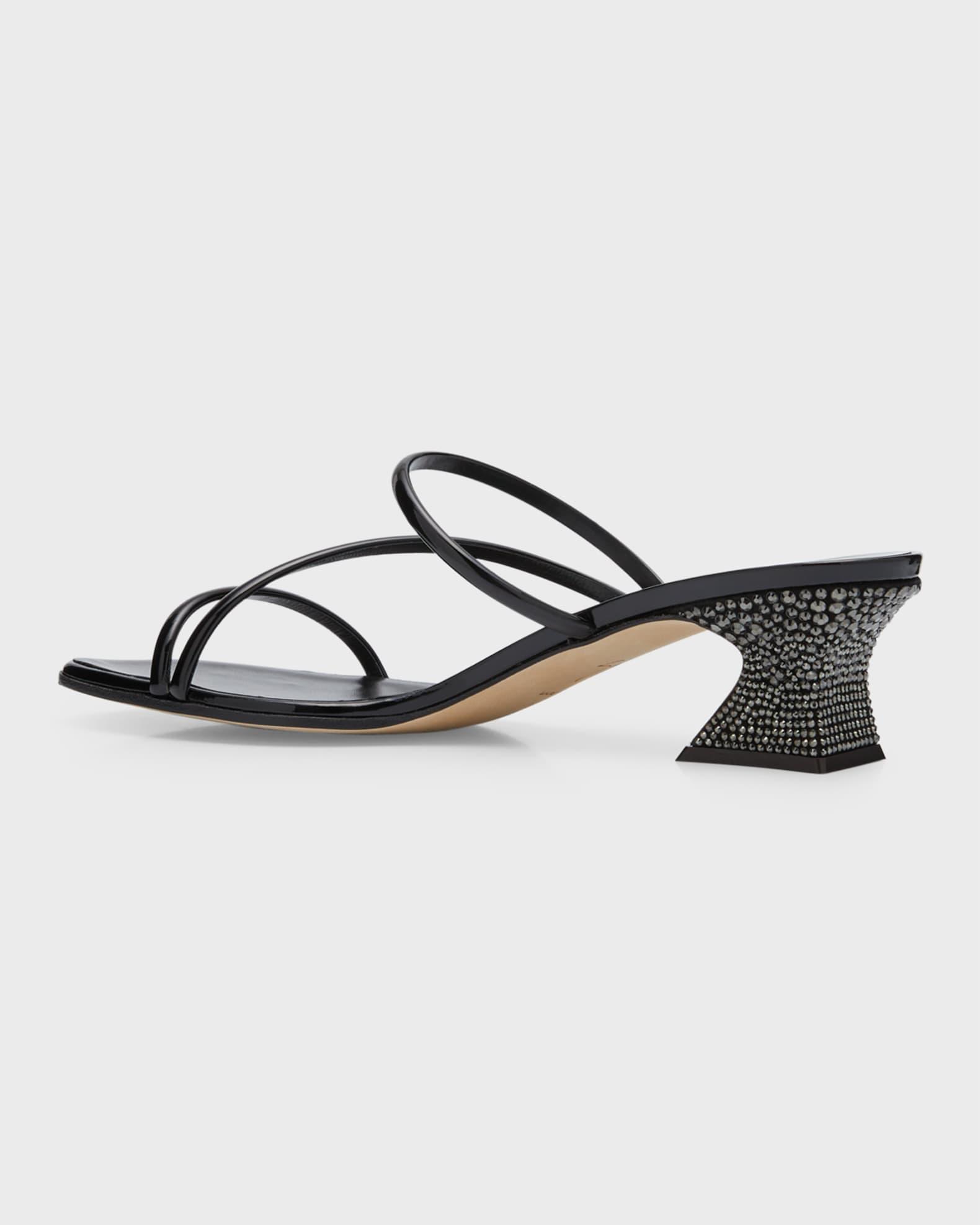 Metallic Crystal Three-Band Slide Sandals Product Image