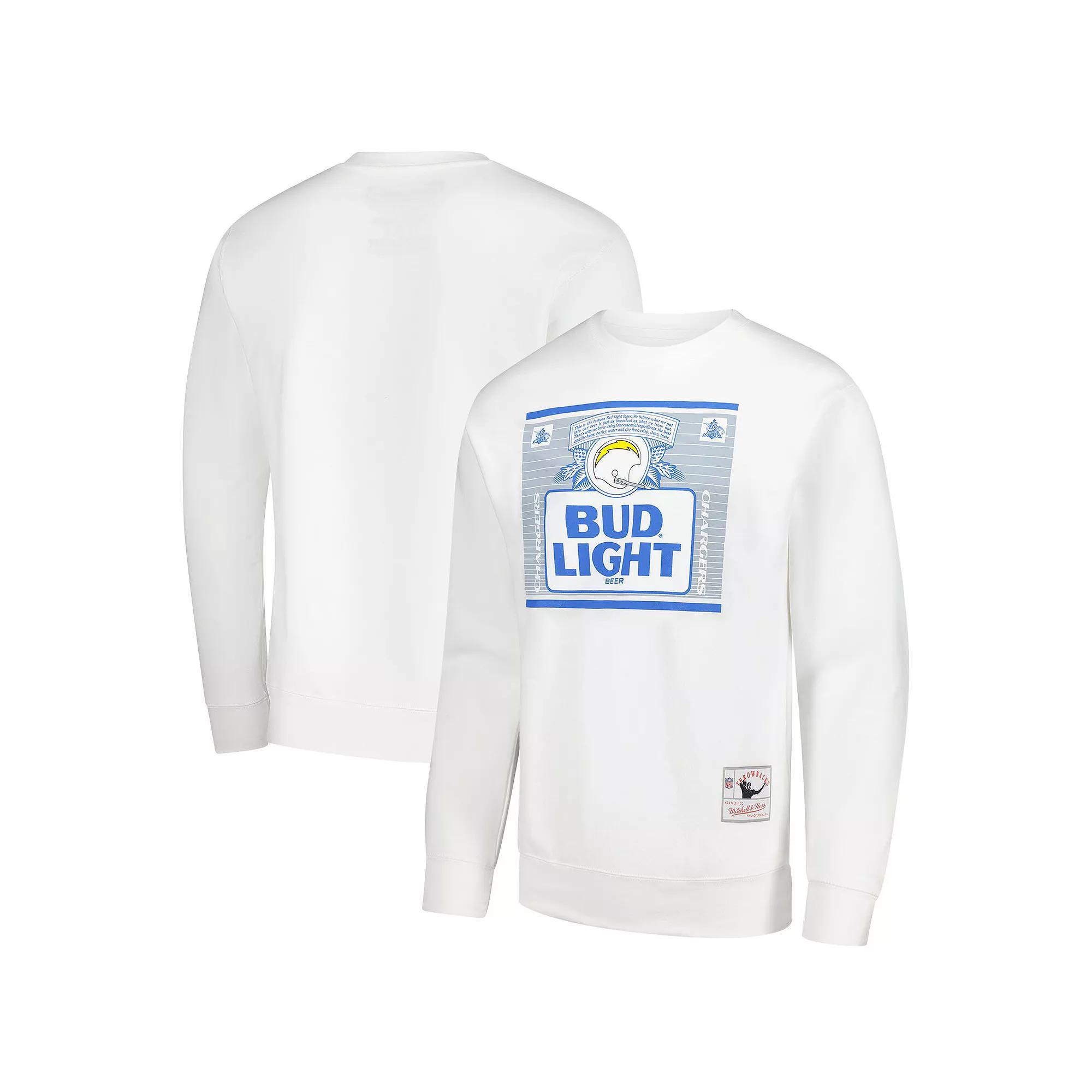 Men's Mitchell & Ness White Los Angeles Chargers NFL x Bud Light The Crest Pullover Sweatshirt, Size: 2XL Product Image