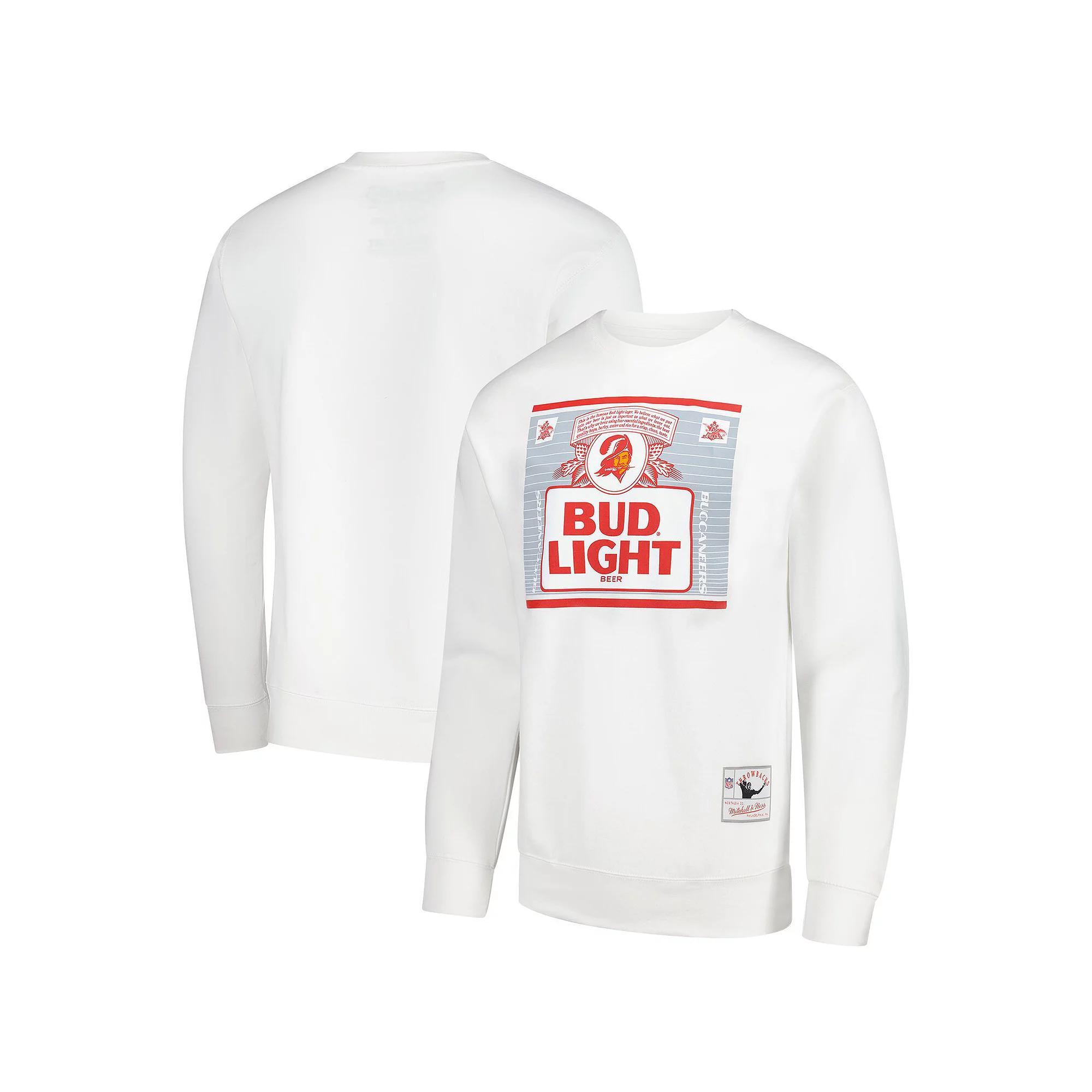 Men's Mitchell & Ness White Tampa Bay Buccaneers NFL x Bud Light The Crest Pullover Sweatshirt, Size: XL Product Image