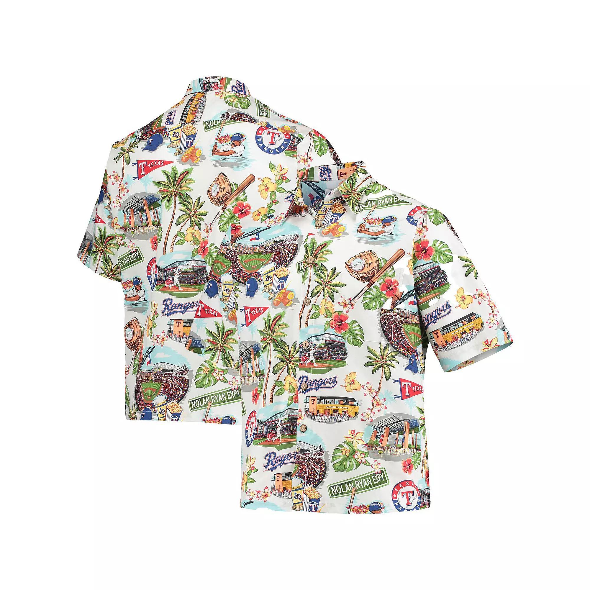 Men's Reyn Spooner White Texas Rangers Scenic Button-Up Shirt, Size: XL Product Image