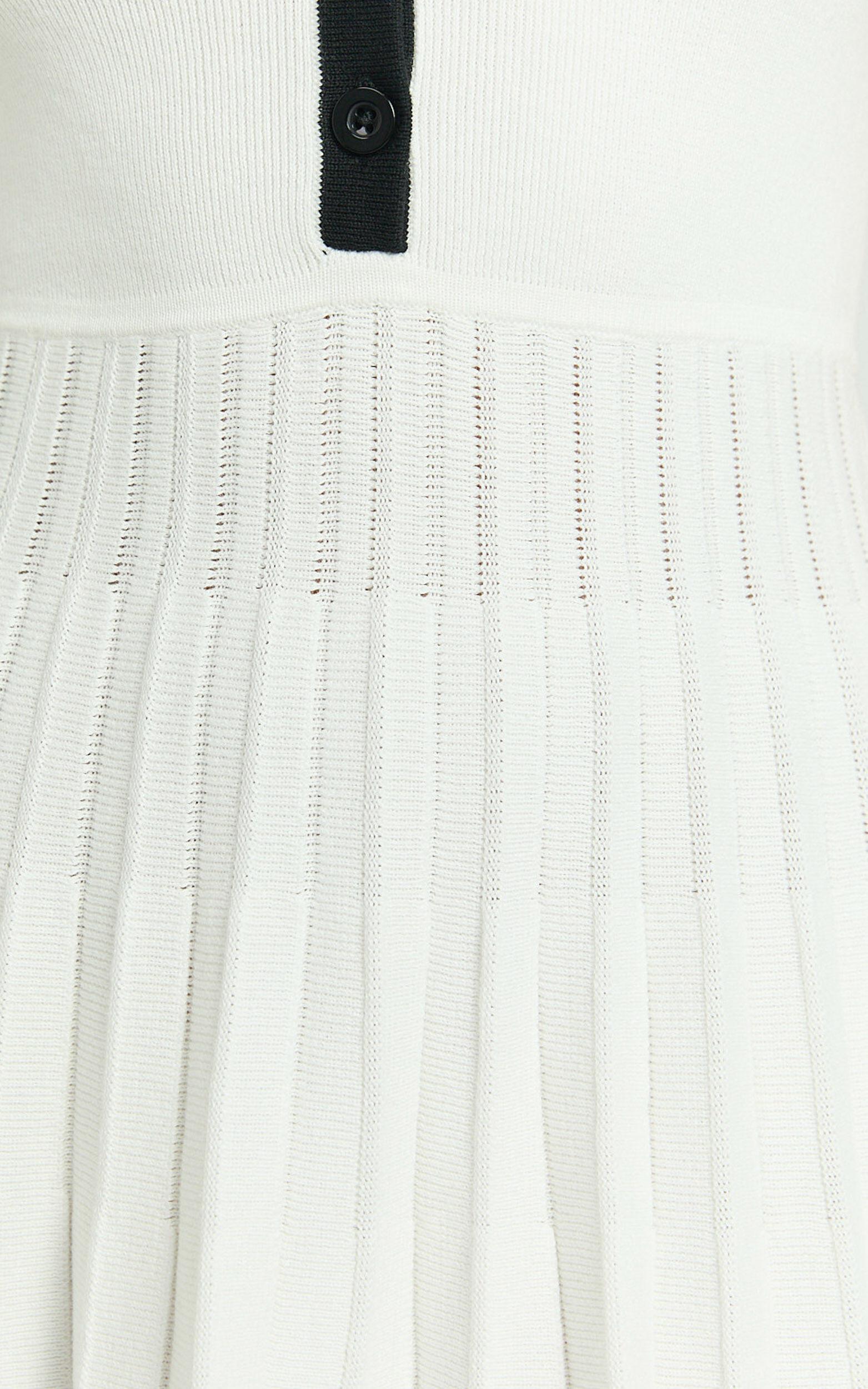 Vivienne Mini Dress - Short Sleeve Pleated Skirt Knitted Dress in Cream Product Image