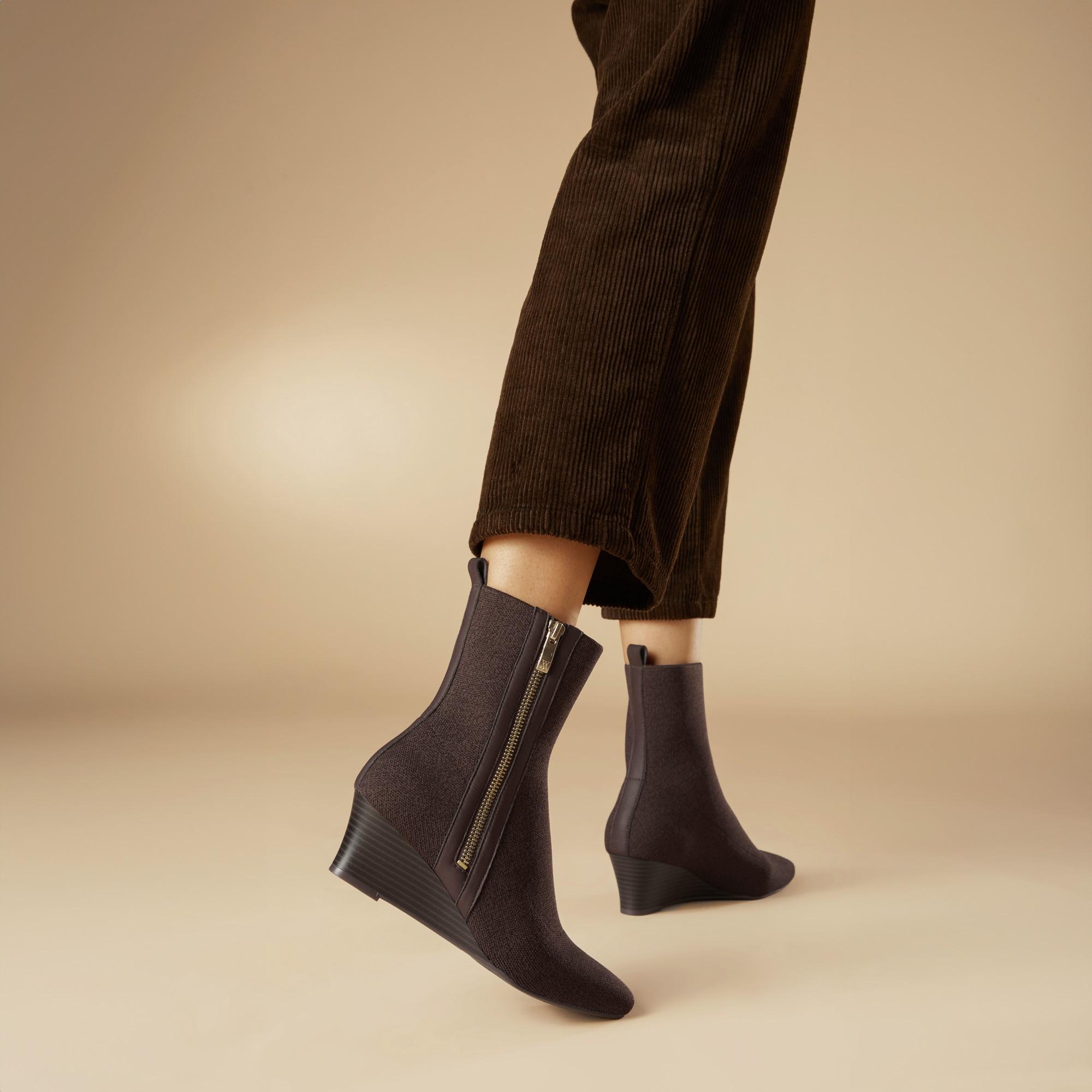 Square-Toe Water-Repellent Zipper Boots (Micaela) Product Image