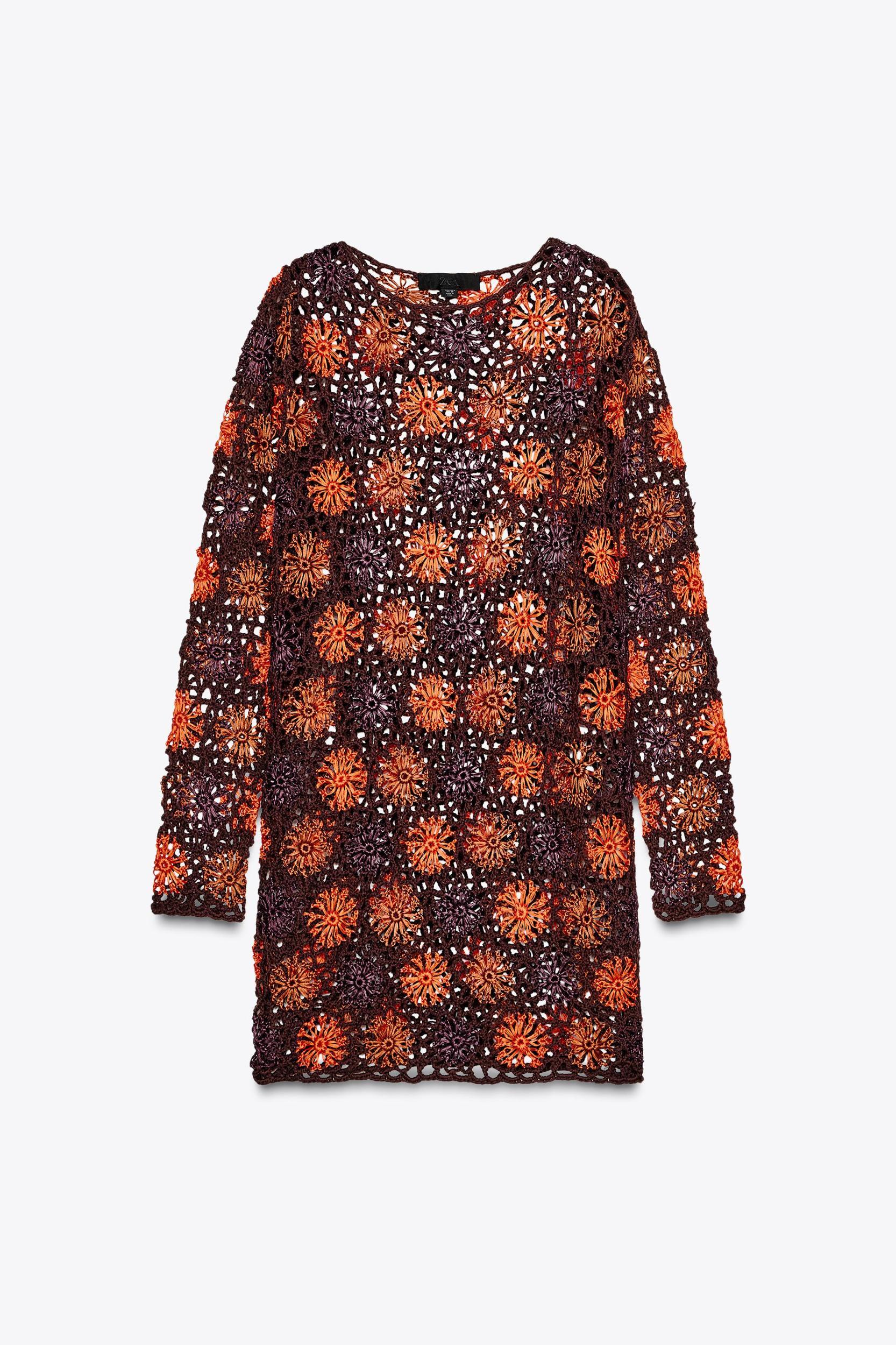 CROCHET KNIT MINI DRESS Product Image