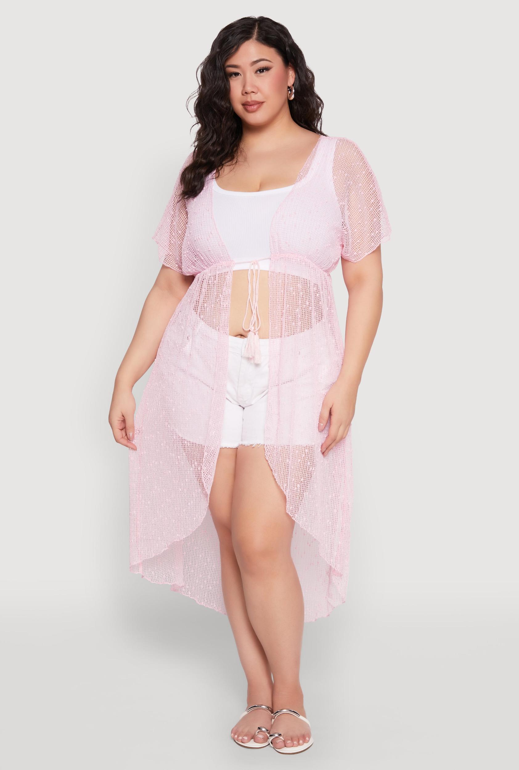 Popcorn Knit Tie Front Cover Up Kimono Female Product Image