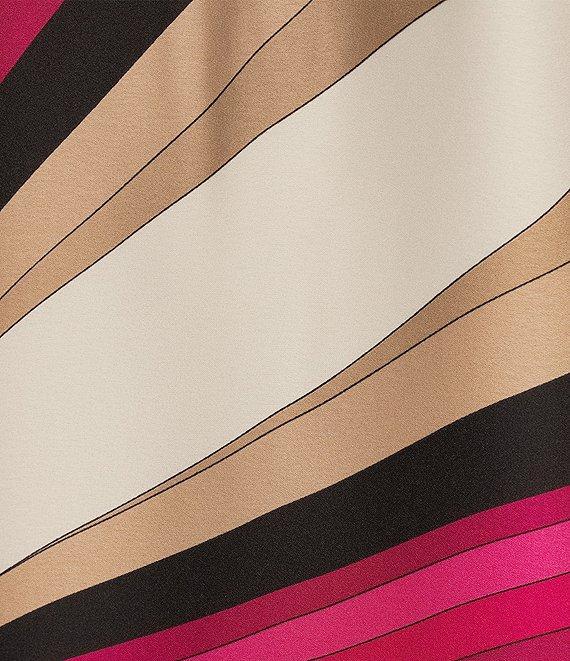 Trina Turk Nallia Satin Georgette Wynwood Wave Print Round Neck 3/4 Flare Sleeve Dress Product Image