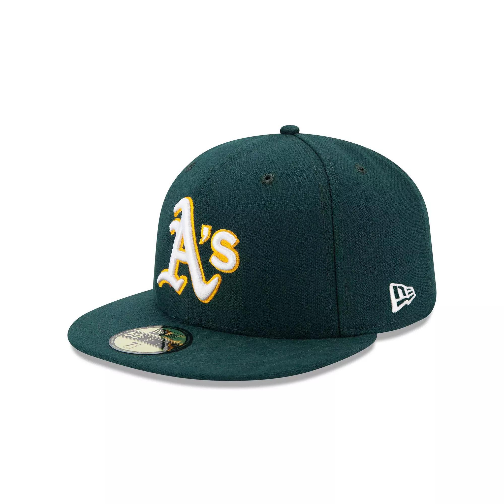 Men's New Era Green Oakland Athletics Road Authentic Collection On Field 59FIFTY Performance Fitted Hat, Size: 7 3/4 Product Image