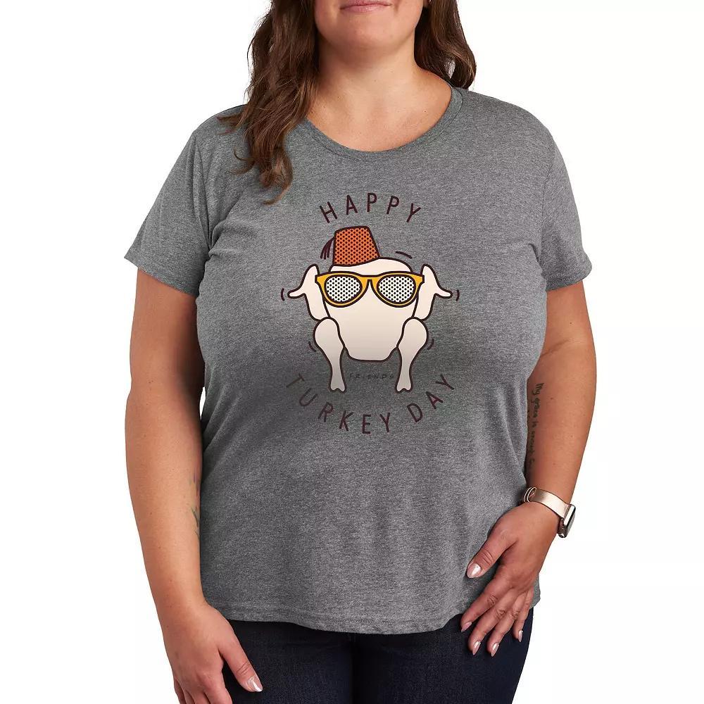 Plus Friends Happy Turkey Day Graphic Tee, Women's, Size: 1XL, Grey Gray Product Image