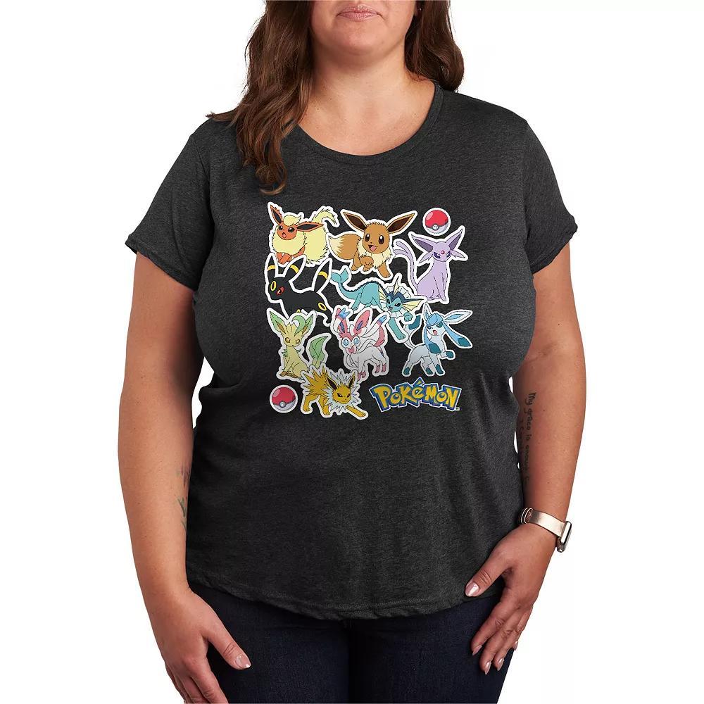 Womens Pokemon Eeveelution Stickers Tee Grey Blue Product Image