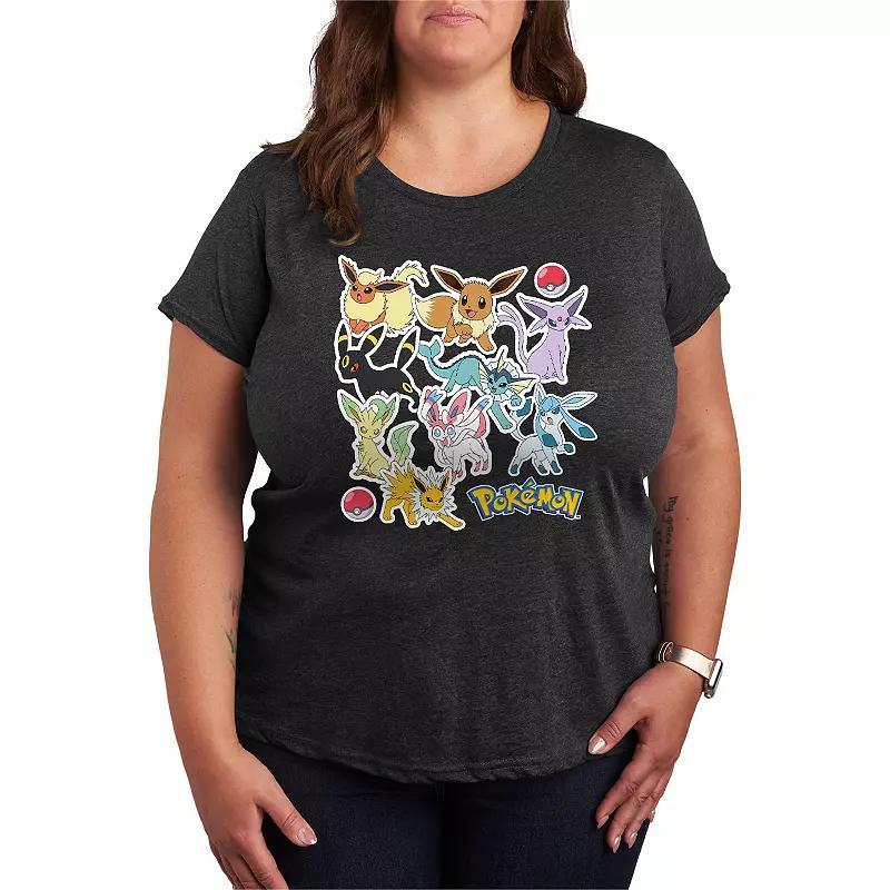 Womens Pokemon Eeveelution Stickers Tee Grey Blue Product Image