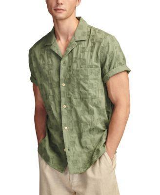 Lucky Brand Mens Embroidered Camp Collar Textured Short Sleeve Shirt Product Image