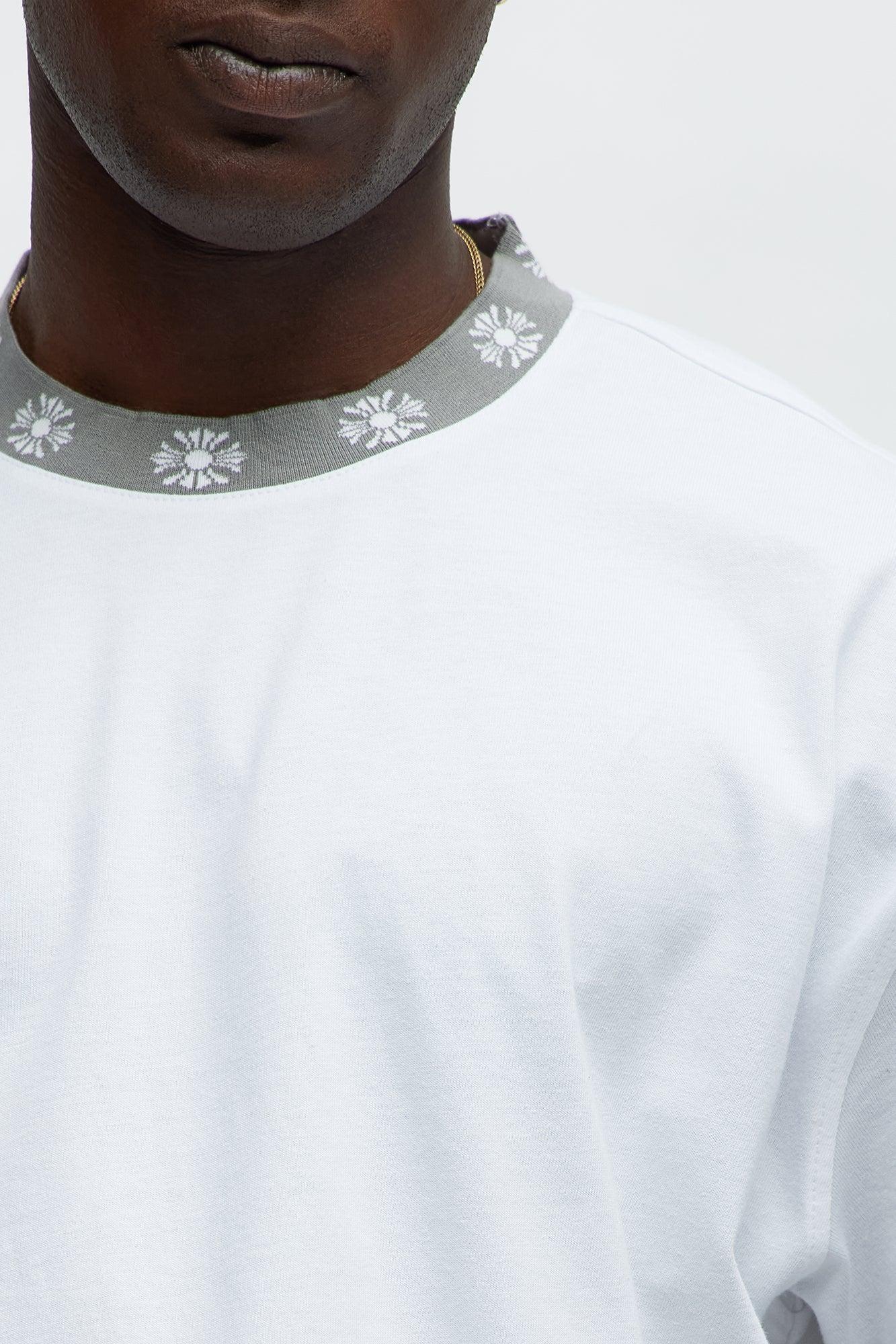 Short Sleeve Cross Collar Graphic - White Product Image