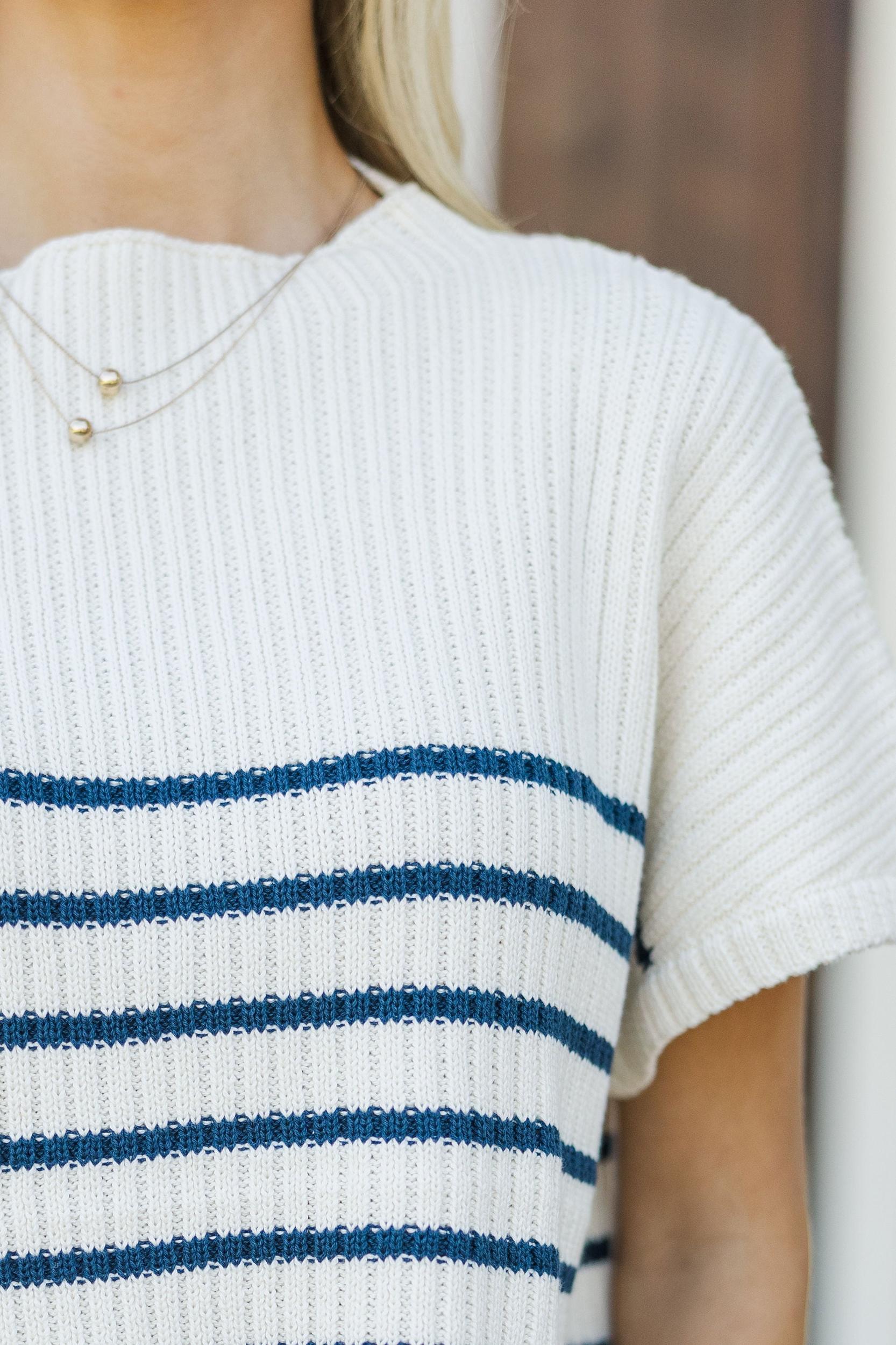 Ready For The Day Navy Blue Striped Sweater Female Product Image