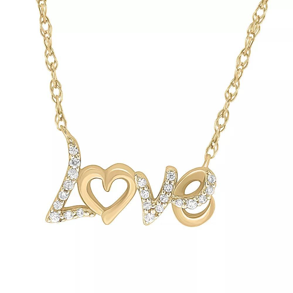 Sterling Silver 1/10 Carat T.W. Diamond "Love" Pendant Necklace, Women's, Size: 18", Gold Tone Product Image