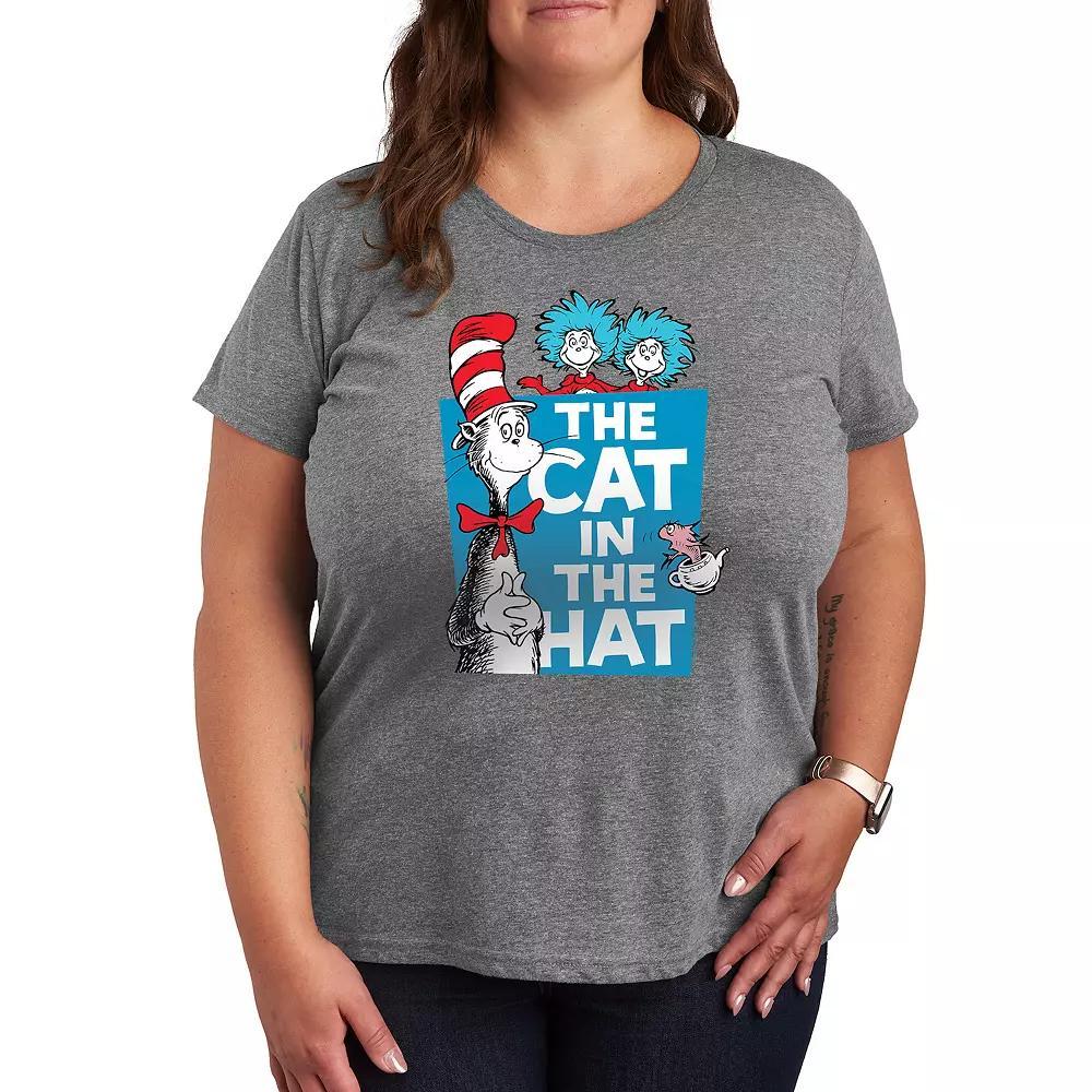 Plus Dr. Seuss Cat In The Hat Graphic Tee, Womens Grey Gray Product Image