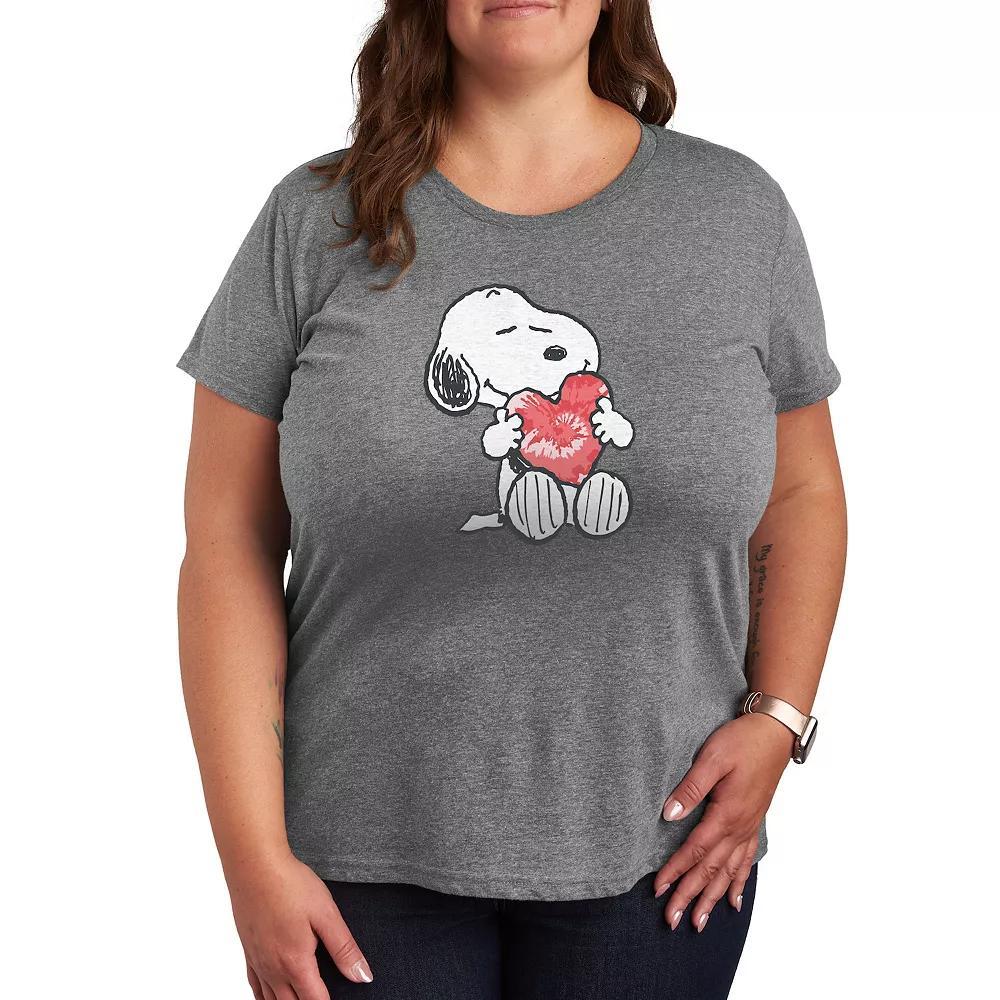 Womens Peanuts Snoopy With Heart Graphic Tee, Girls Grey Gray Product Image