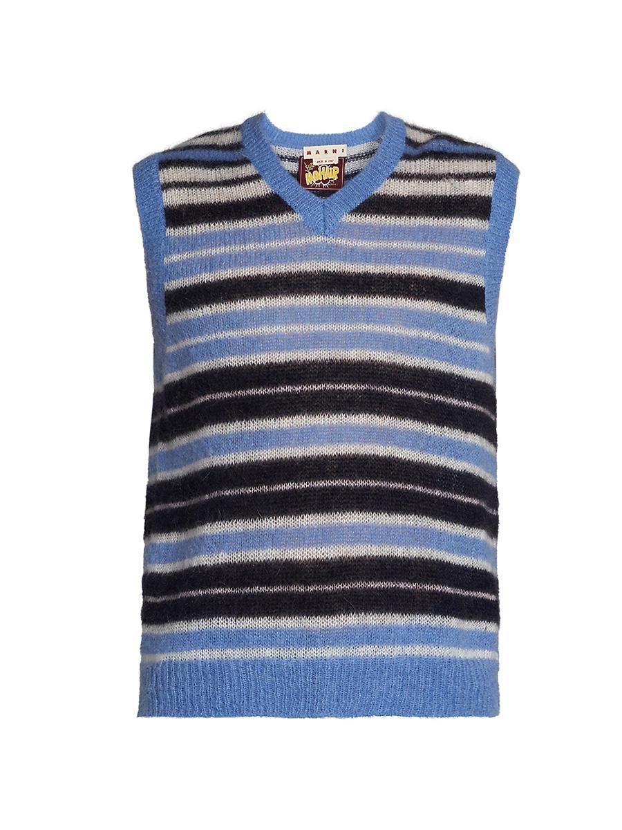 Mens Lightweight Striped Mohair-Blend Vest Product Image