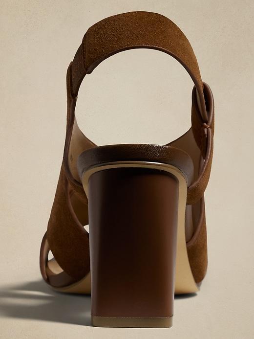 Leather Crossover Heeled Sandal Product Image