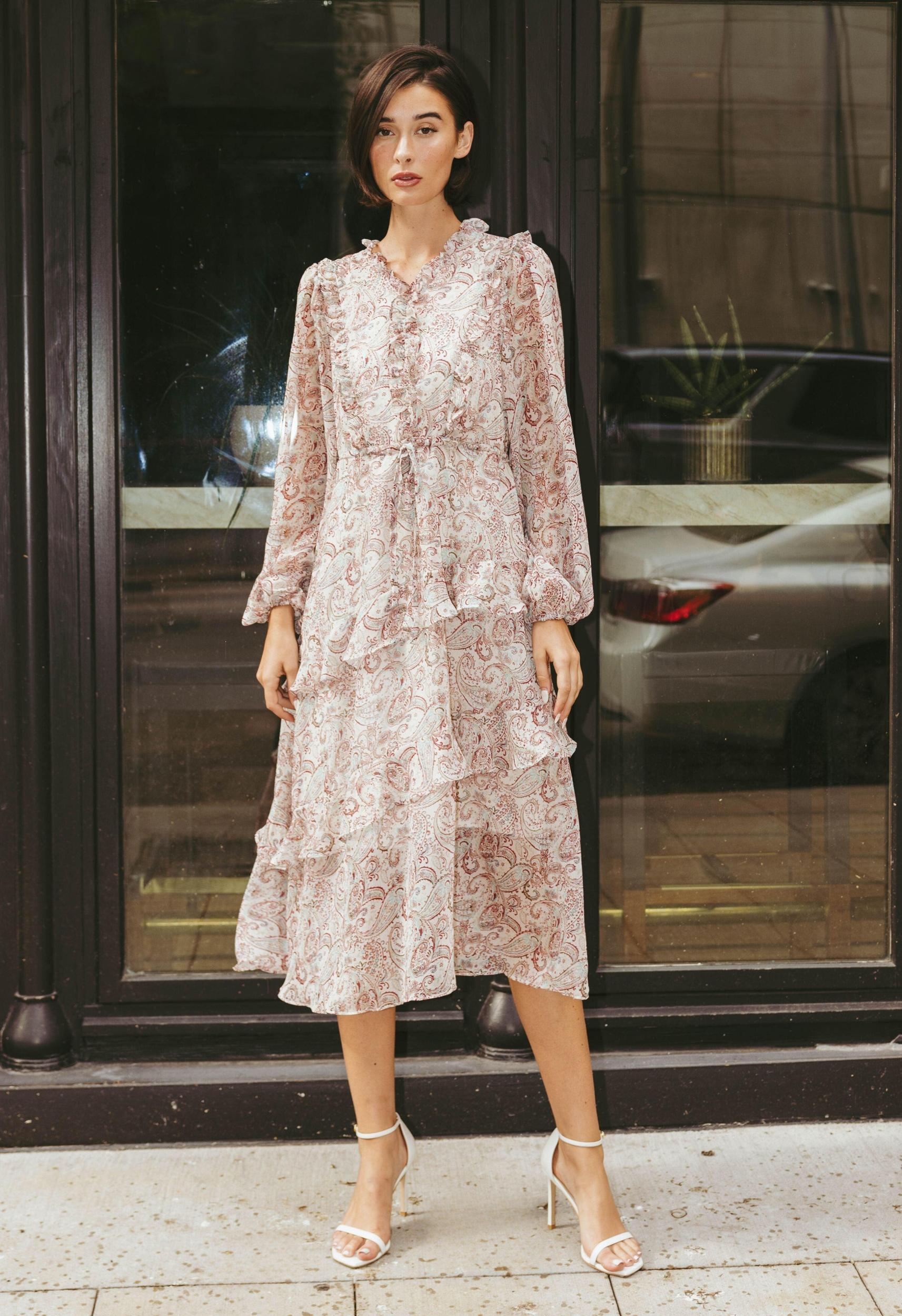 Paisley Ruffle Dress Product Image