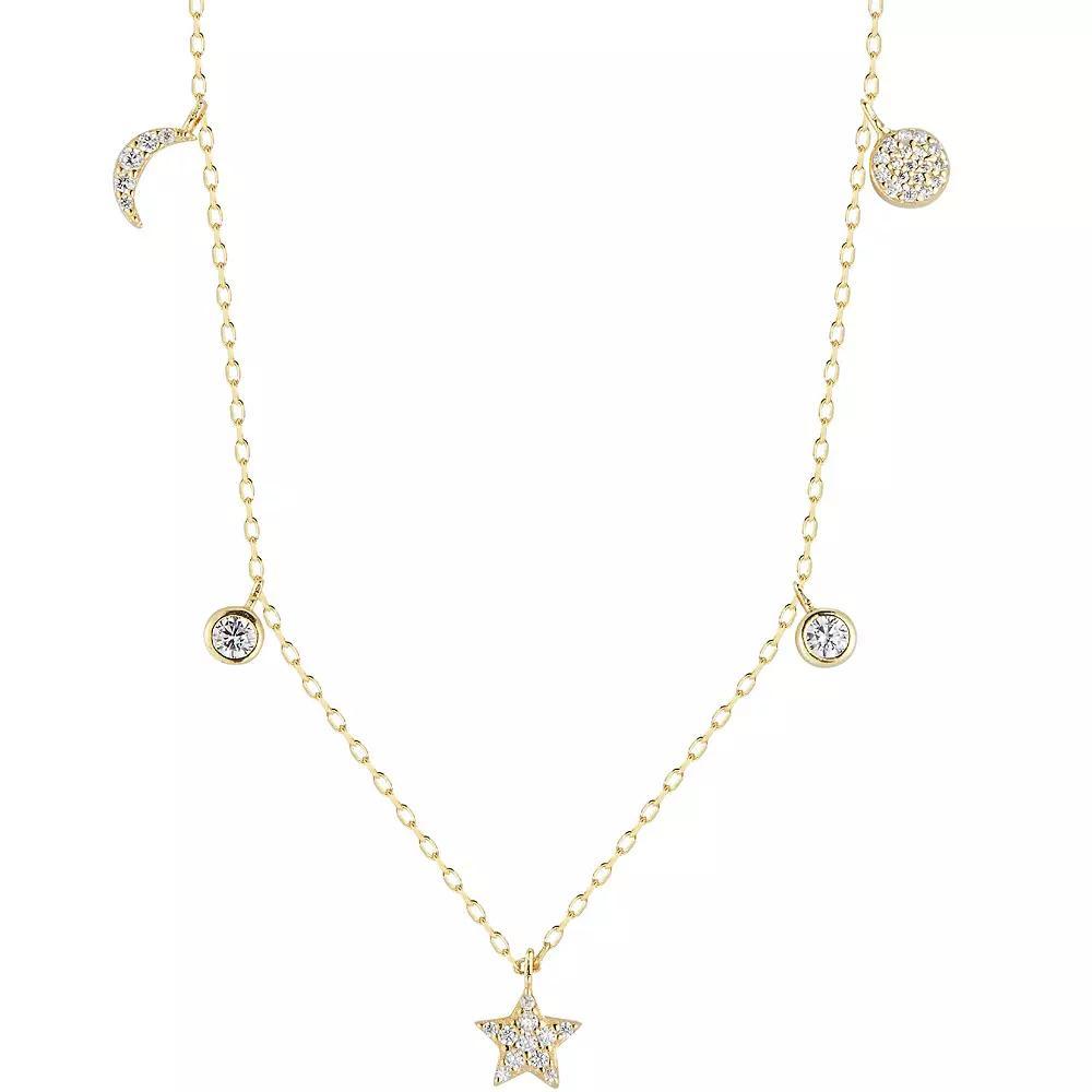 Sunkissed Sterling Cubic Zirconia Celestial Charm Necklace, Women's, Size: 16", Gold Tone Product Image