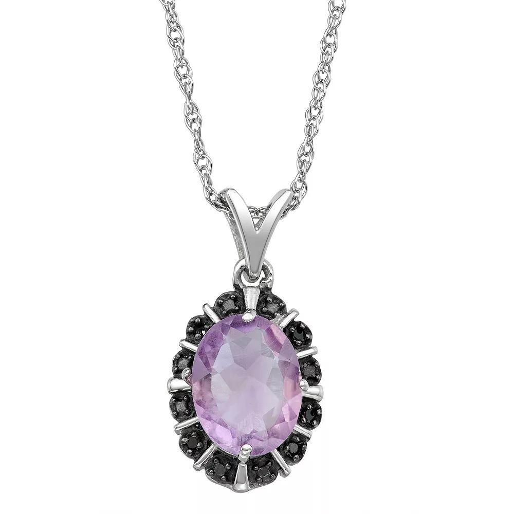 Jewelexcess Sterling Silver 1.65 Carat T.W. Gemstone & Black Diamond Accent Pendant Necklace, Women's, Size: 18" Product Image